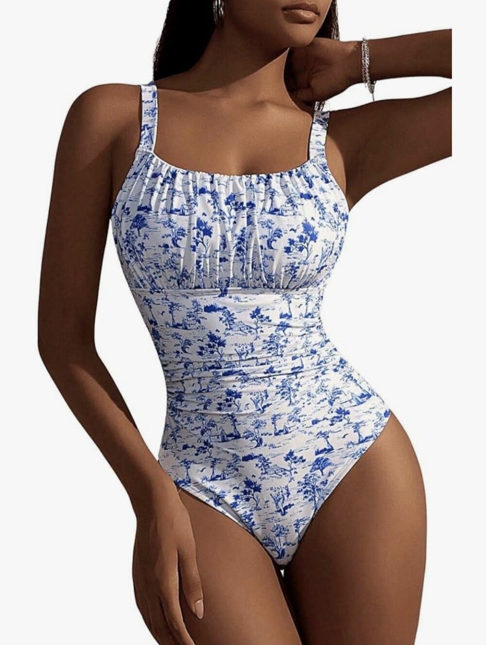 Beaudrm Women's Boho Floral Print One Piece Swimsuit